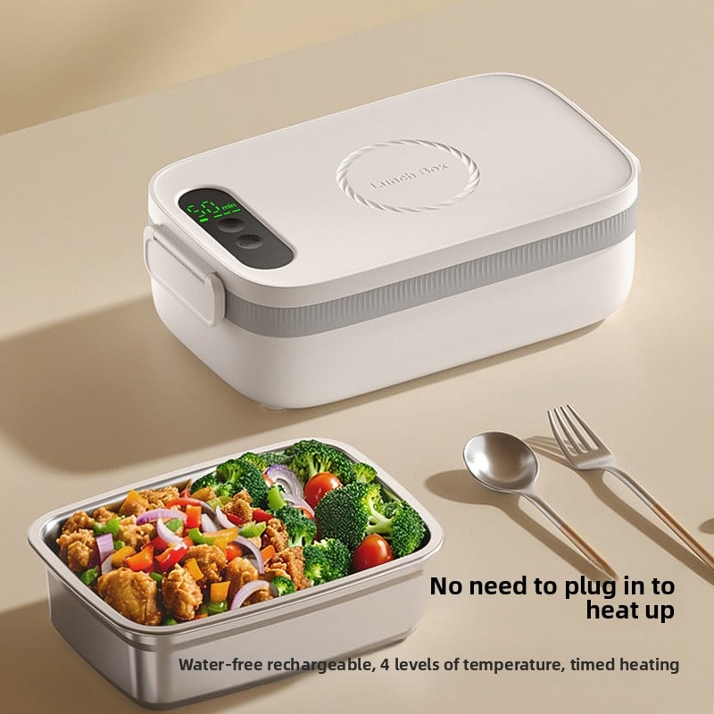 Cordless heated lunch box with four temperature levels, electric food warmer