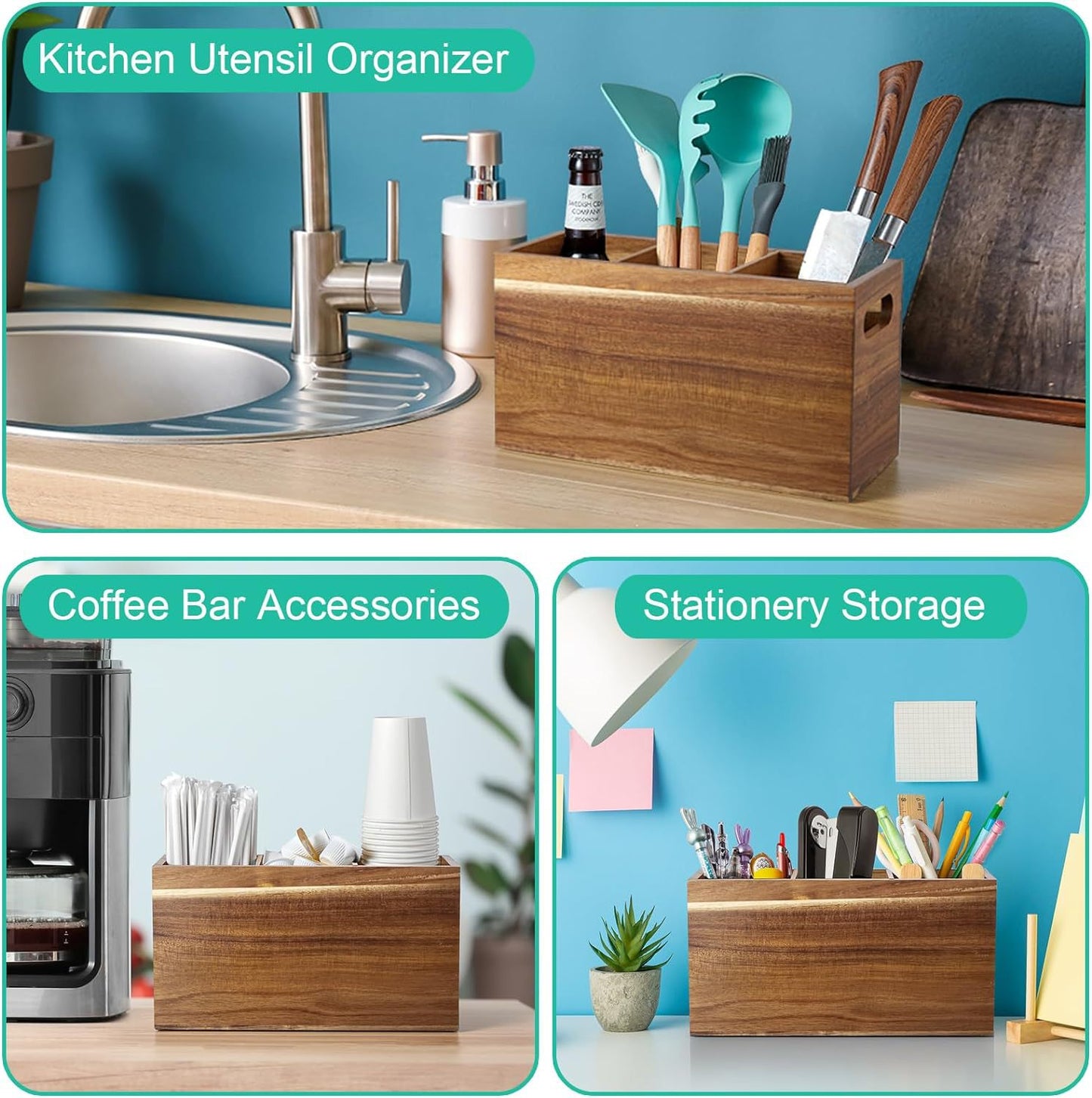 Wooden storage box for home kitchen