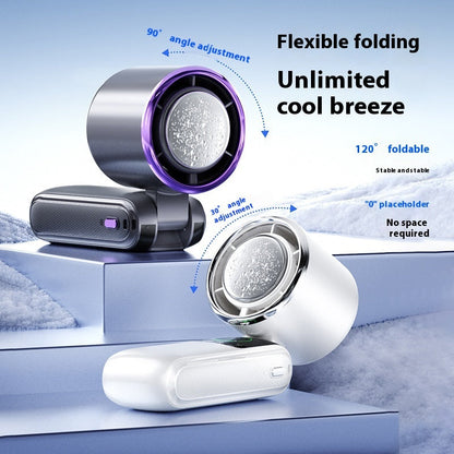 Ice Pack High-Speed Handheld Fan, portable cooling fan in white, blue, dark grey and pink