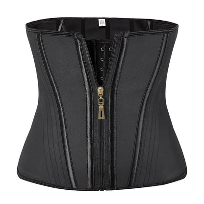 Waist trainer corset, adjustable compression shapewear in black and nude