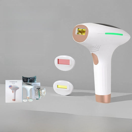 At-home hair removal handset with a built-in cooling plate
