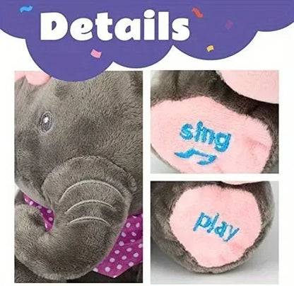 Animated Singing Elephant Plush Toy – Cute Stuffed Animal with Moving Ears, Interactive Electric Toy for Babies & Kids Gift