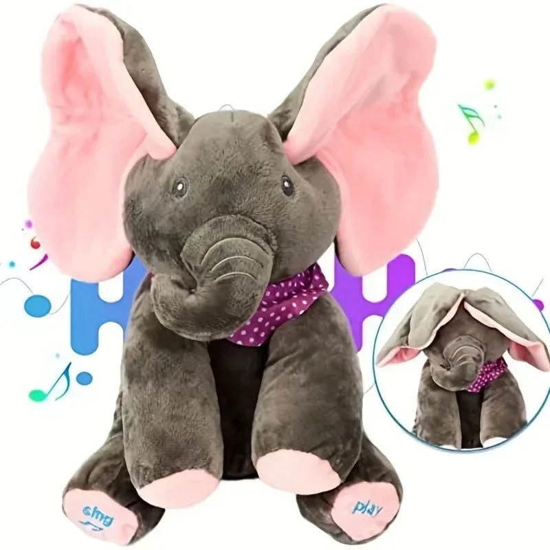 Animated Singing Elephant Plush Toy – Cute Stuffed Animal with Moving Ears, Interactive Electric Toy for Babies & Kids Gift
