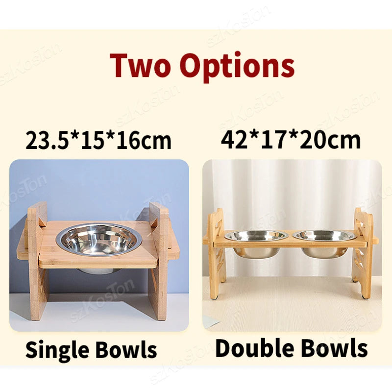 Elevated Dog Bowls Bamboo Tilted Adjustable - DigitalDealHeaven DigitalDealHeaven