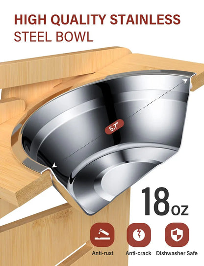 Elevated Dog Bowls Bamboo Tilted Adjustable - DigitalDealHeaven DigitalDealHeaven