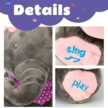 Animated Singing Elephant Plush Toy – Cute Stuffed Animal with Moving Ears, Interactive Electric Toy for Babies & Kids Gift