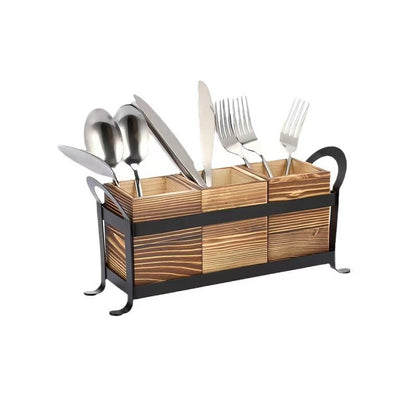 Retro-style wooden storage box for tableware