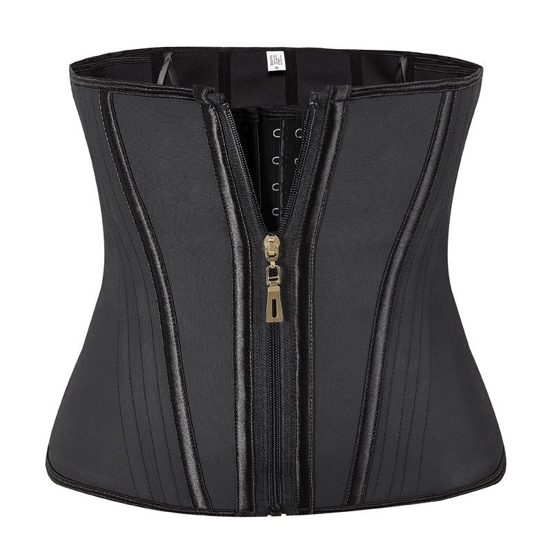 Waist trainer corset, adjustable compression shapewear in black and nude