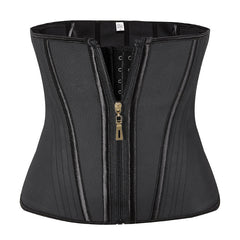 Waist trainer corset, adjustable compression shapewear in black and nude