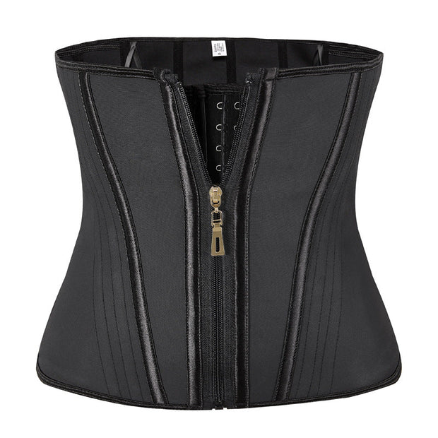 Waist trainer corset, adjustable compression shapewear in black and nude