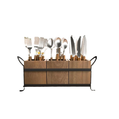 Retro-style wooden storage box for tableware