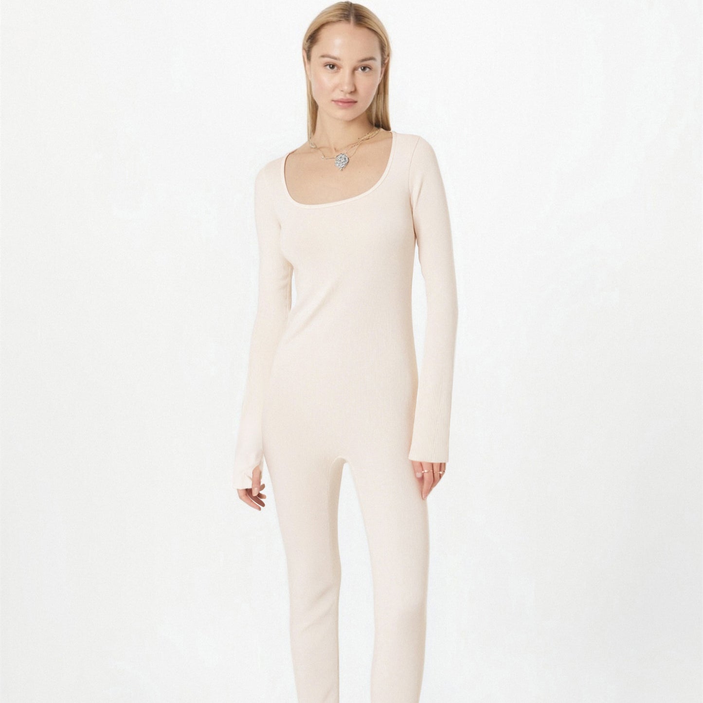 Women's Yoga Sports Fitness Jumpsuit Workout Long Sleeve Square Collar Clothing