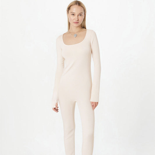 Women's Yoga Sports Fitness Jumpsuit Workout Long Sleeve Square Collar Clothing