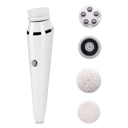 4 In 1 USB Rechargeable Electric Facial Cleansing Brush Soft Skin Care Portable Massager Face Brush Deep Cleaning Device