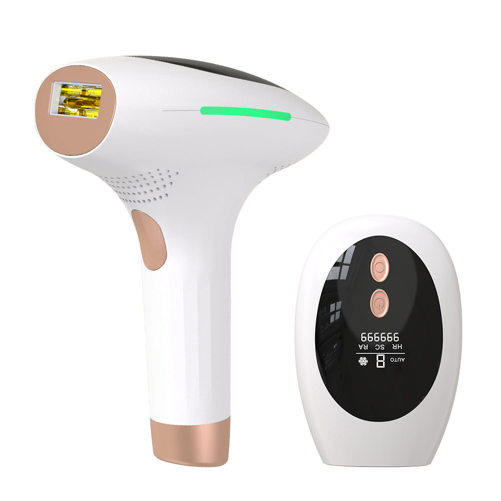 Cordless hair removal handset shown with its body and face attachments