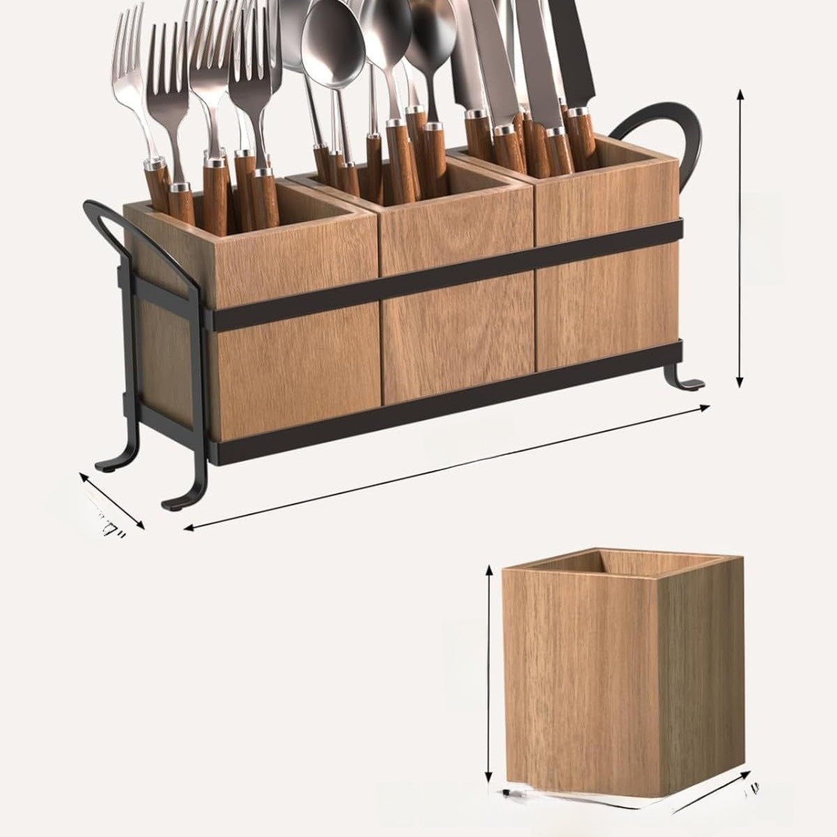 Retro-style wooden storage box for tableware